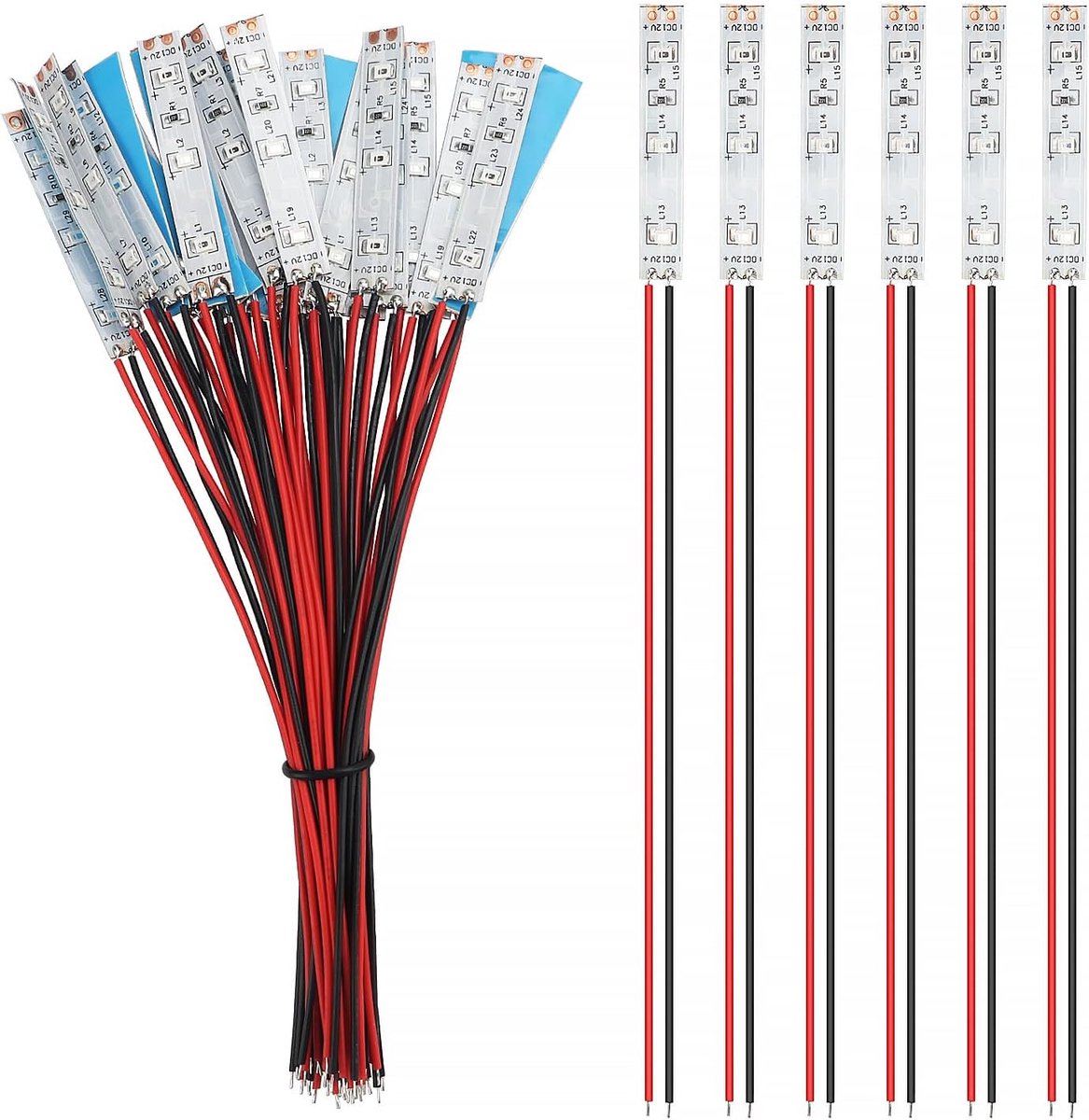 25 Stuks 50mm Voorbedrade Strip LED, 12V - 18V LED Strip Licht, 2335 SMD LED Licht, Rood