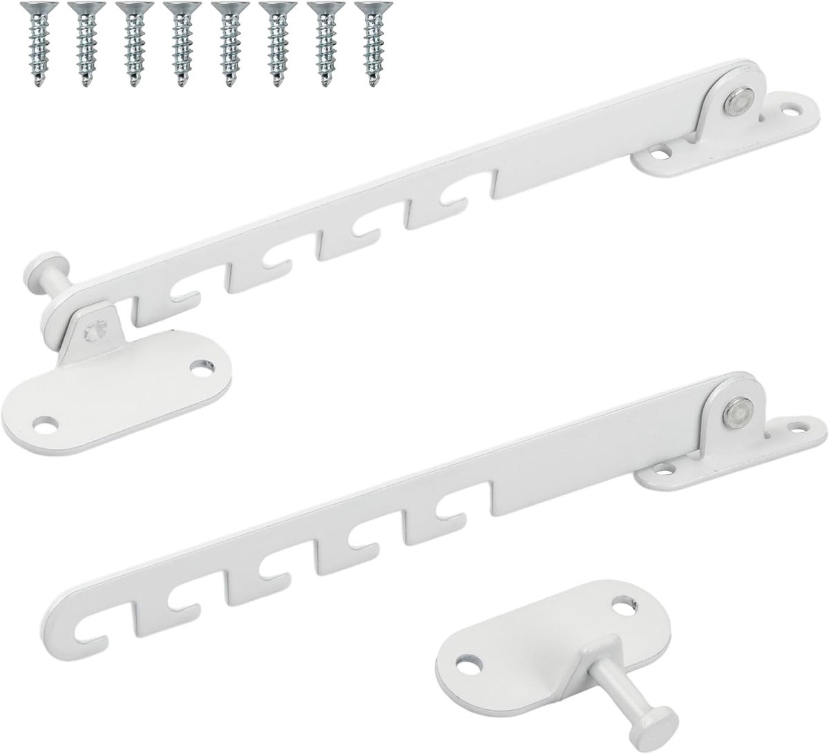 Set van 2 raamstoppers, wit, raamopeningsbegrenzer, open, binnen met schroeven, regelaar voor raamvergrendeling, geschikt voor schuiframen, normale ramen