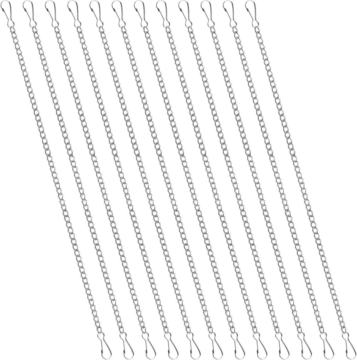 12 stuks 50 cm gebrandschilderd glas raam opknoping kettingen met haken, metalen foto opknoping ketting, veelzijdige decoratieve kettingen voor binnen en buiten gebruik in muren, tuinen en keukens