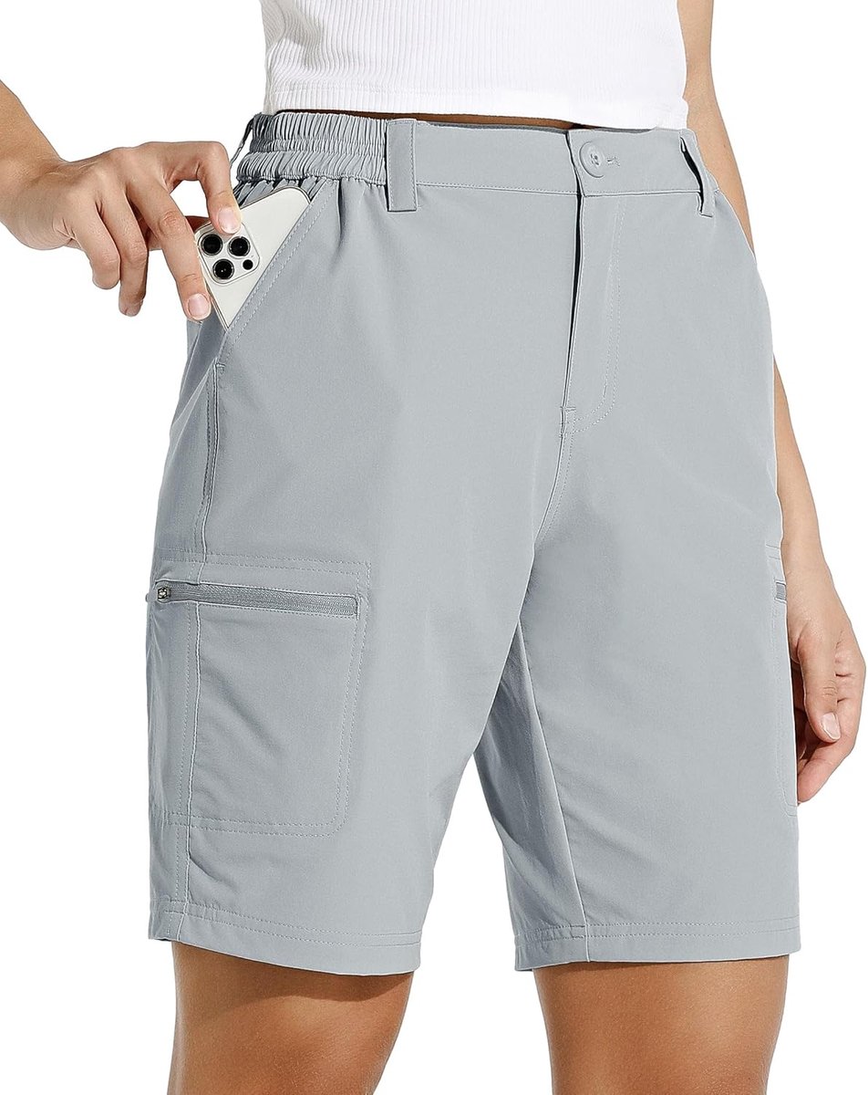 Shorts voor dames, 10 inch, wandelbroek, stretch, golf, actieve lange shorts, sneldrogend, wandelen, outdoor, lichte zomershorts