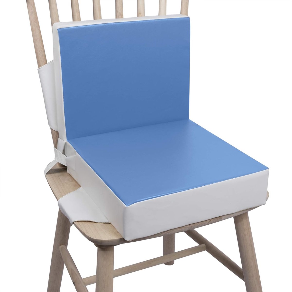 stoel voor kinderen, 2 stuks, zitkussen, PU wasbaar, draagbare stoelverhoging met riemen, kinderzitkussen voor kinderen vanaf twee jaar, blauw