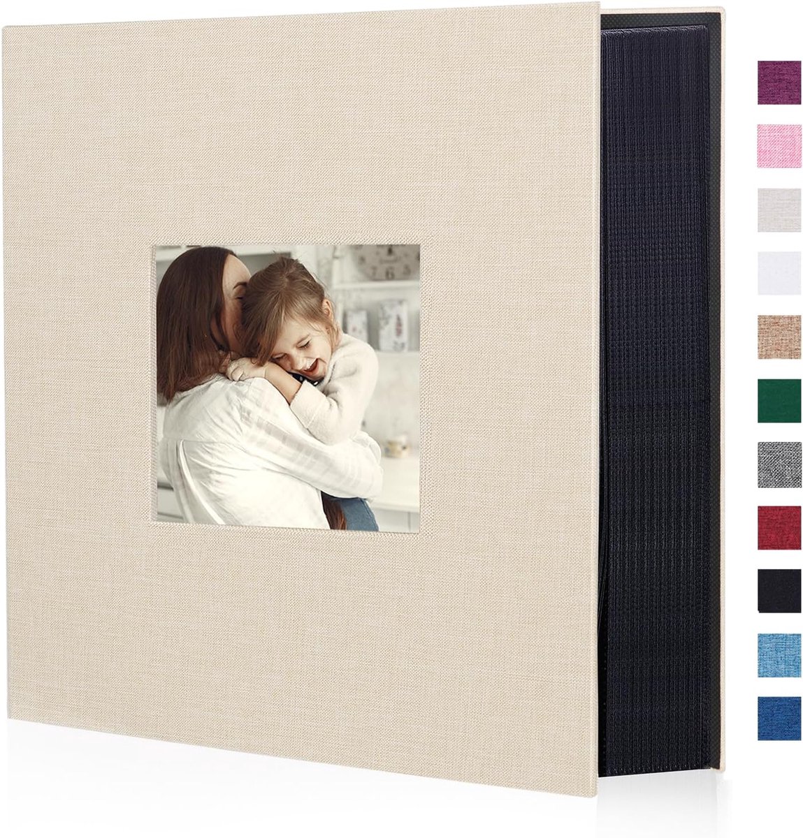 SnelShoppen - Fotoalbum 6x4 inch met 1000 Compartimenten, Grote Capaciteit, Linnen Hardcover, Voor Familie, Bruiloft, Jubileum, 100 Bladen/200 Pagina'