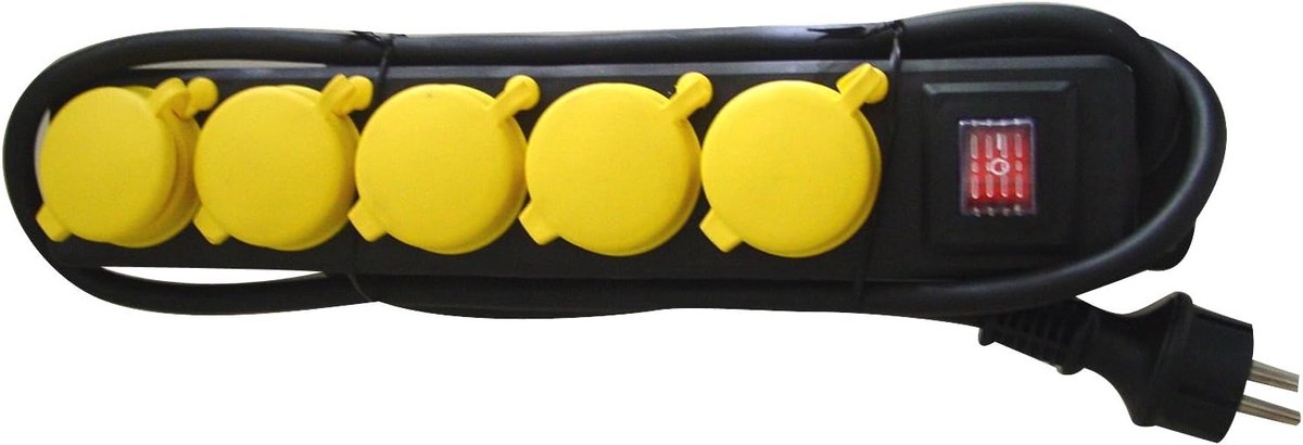 47555 FR-tafelstopcontact, IP44,5f, 1,5m, H07RN-F3G1,5mm², sw/ge