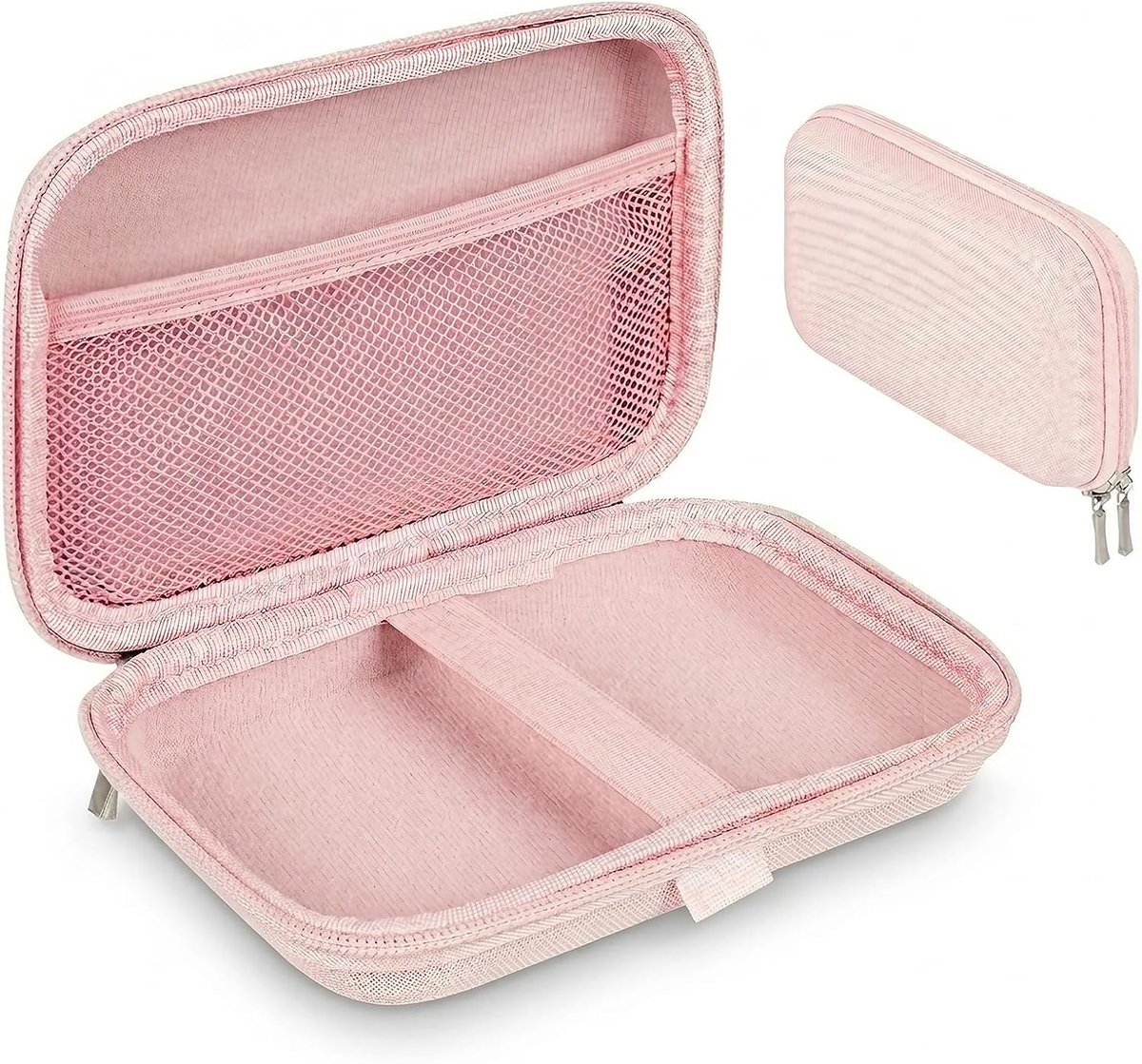 Draagtas voor Handheld Gameconsole, Schokbestendige Reisorganizer Compatibel met Mini Game Player Box voor Oplaadkabel, EarPods, Batterijen en Accessoires (Roze)