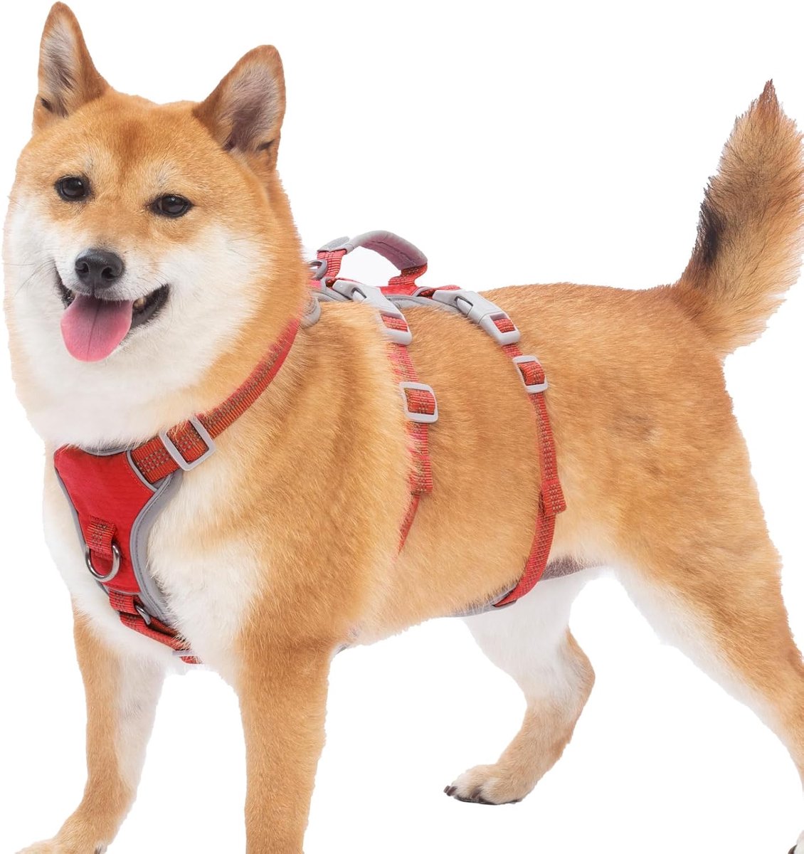Ontsnappingsbestendig Harnas, Geen Slip Hondenharnas Ontsnappingsbestendig, Reflecterend Harnas met Handvat, Ademend, Duurzaam, Verstelbaar Vest voor Middelgrote Honden Wandelen (Rood, M)