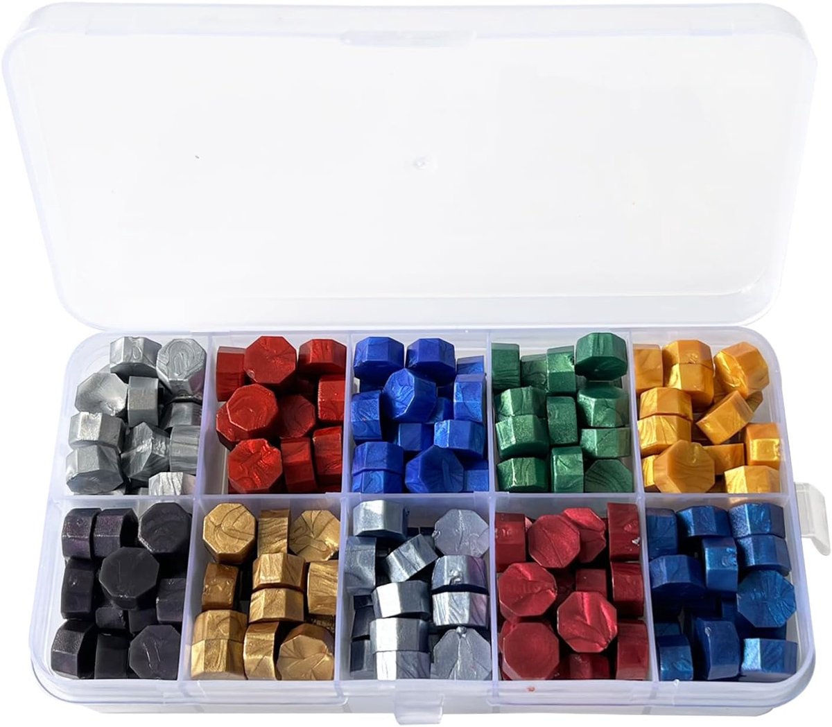 200 Stuks Zegelwas Kralen, Kleur Sealing Wax Kralen, Vintage Octagon Sealing Wax Seal Kralen, voor Enveloppen, Kaarten, DIY Geschenkdozen, Huwelijksuitnodigingskaarten (10 Kleuren)