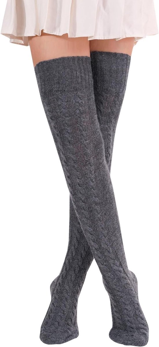 Kniekousen voor dames, gebreide kousen, overknee-sokken, thermosokken, kerstsokken voor vrouwen