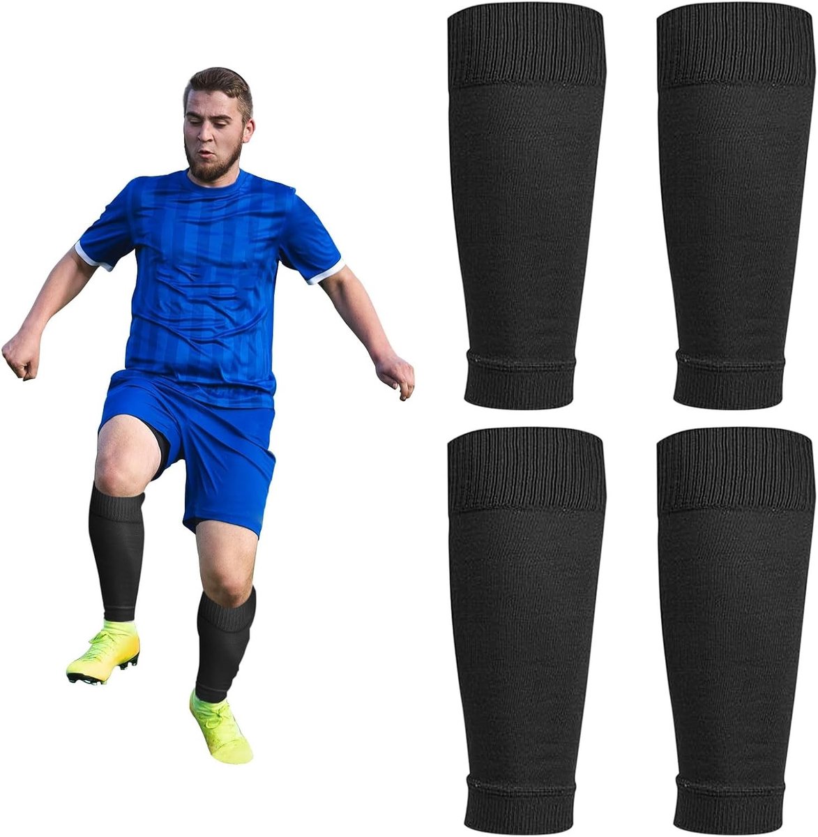 Voetbalsokkenmouwen - Zwart Nylon - Elastisch & Ademend - Blessurepreventie - Voor Voetbal & Sport