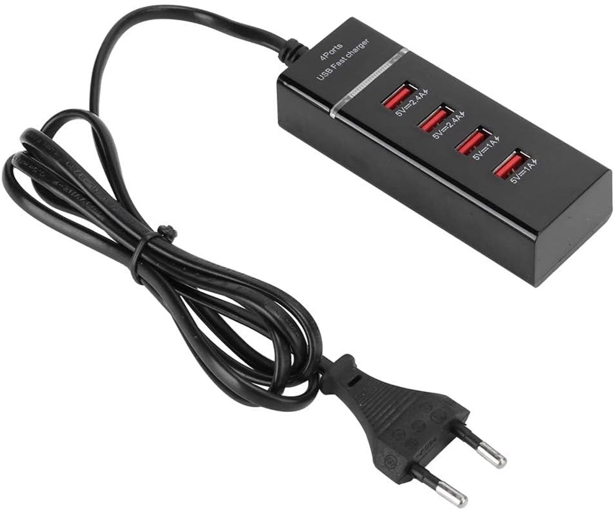 SnelShoppen - USB Verlengsnoer 4 Poorten Snelle Oplader Mobiele Telefoon, Universele 3A Kabel Oplader Bureau met Circuitbescherming voor Kantoor, Thui
