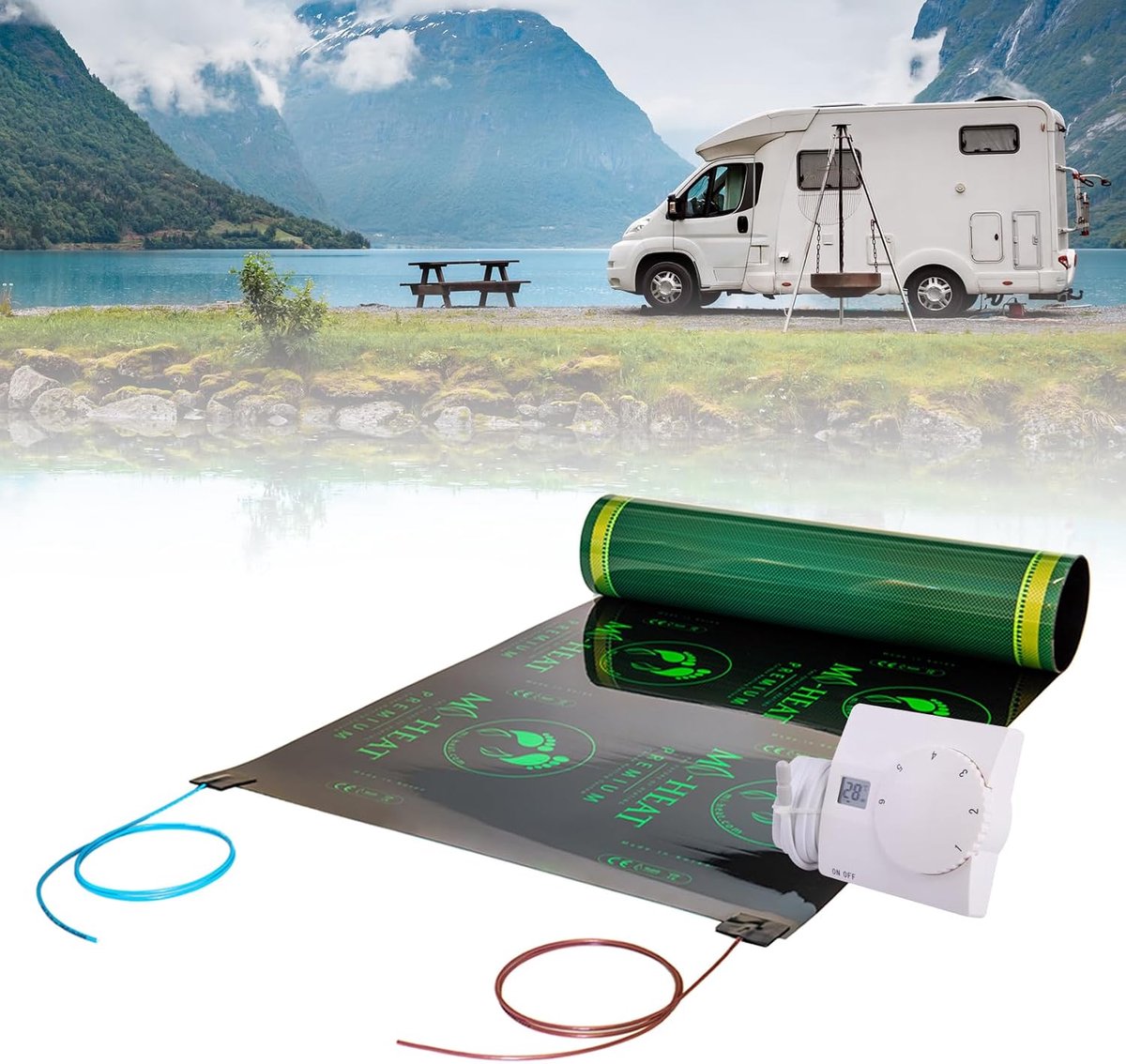 SnelShoppen - Premium Caravan Heater 0.5x2m, Infrarood Verwarmfolie, 130 W/m², Energiezuinig, Onderhoudsvrij, Ideaal voor Camper en Tinyhouse