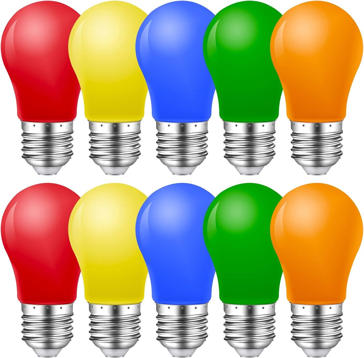 MZYOYO Set van 10 kleurrijke gloeilampen, e27, kleurrijke LED-lamp voor buiten, feest, lichtketting, decoratie voor - ShopVlot