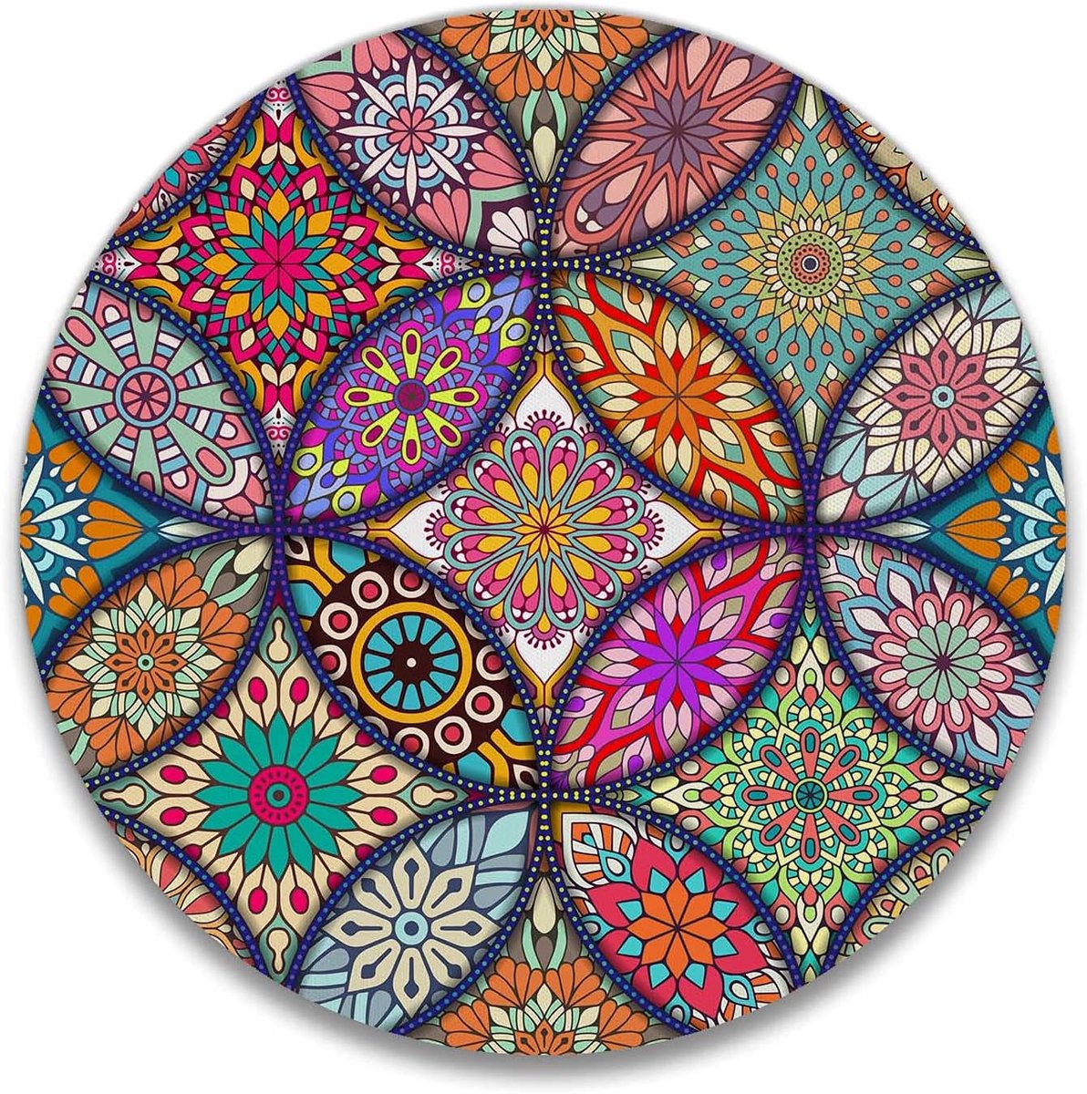 SnelShoppen - Mandala Rond Mouse Pad, Schattige Muismat met Design, Antislip Rubber Onderkant, Desk voor Vrouwen, Muismat Stempel, Kleine Maat 18cm, K