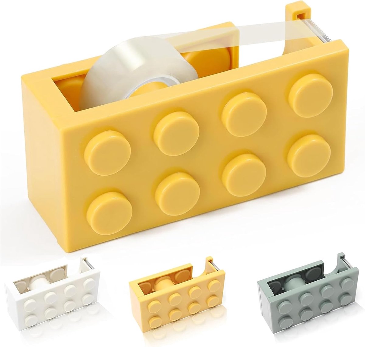 Rollers voor kinderen - 3 stuks - geel, wit en groen - handige plakbanddispenser - ideaal voor knutselen - Thijox