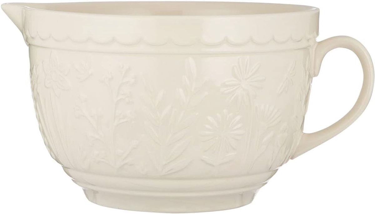 SnelShoppen - Mason Cash in The Meadow Mixkom 1.9 liter - Hoge kwaliteit keramische beslagkom in groen voor bakken, koken, keuken, feestje, thuis en m