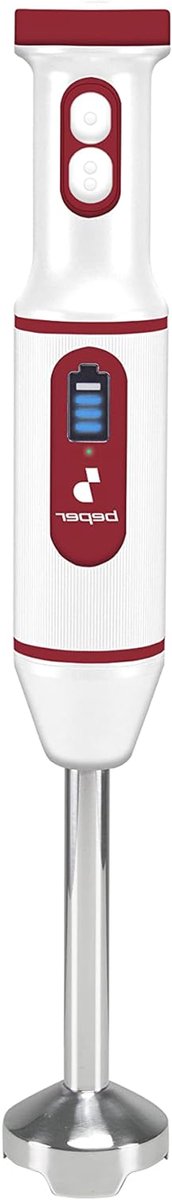 Dompelmixer - Staafmixer Snoerloos - Keukenwerk - Oplaadbaar Via USB - 60 Watt - Rood Wit