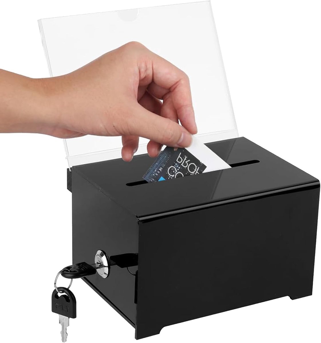 Acrylic Donation Box, Transparent Urn with Key, Acrylic Dispenser with Key Clasp, for Business Cards, Voices - ShopVlot