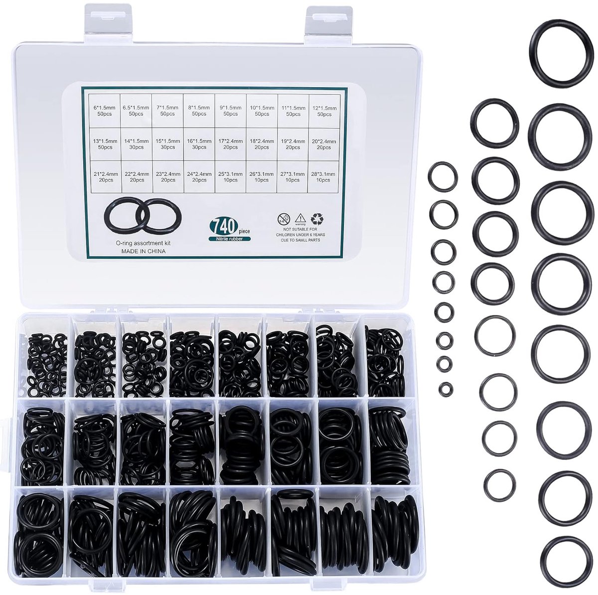 O-Rings Sealing Rings Set Plumbing, 740 Pcs O-Rings Assortment Rubber Seal Kit, Metric Seals for Car Repair Hydraulic - ShopVlot