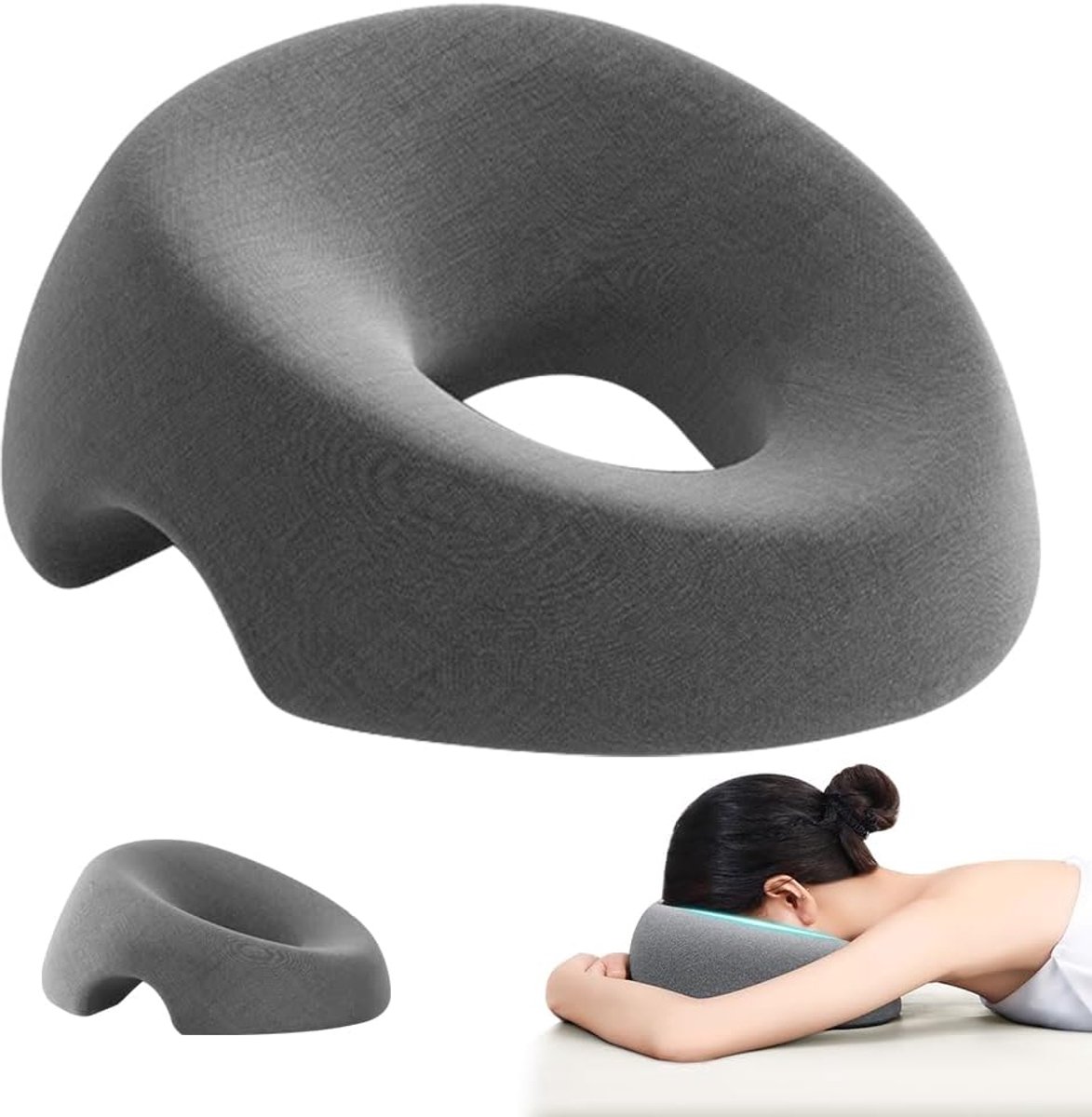 SnelShoppen - Massage Gezichtskussen, U-vormig Hoofdkussen, Massage Hoofdeind voor Bed, Salon, Spa, Kleur Donkergrijs, Perfect voor Ontspanning en Com