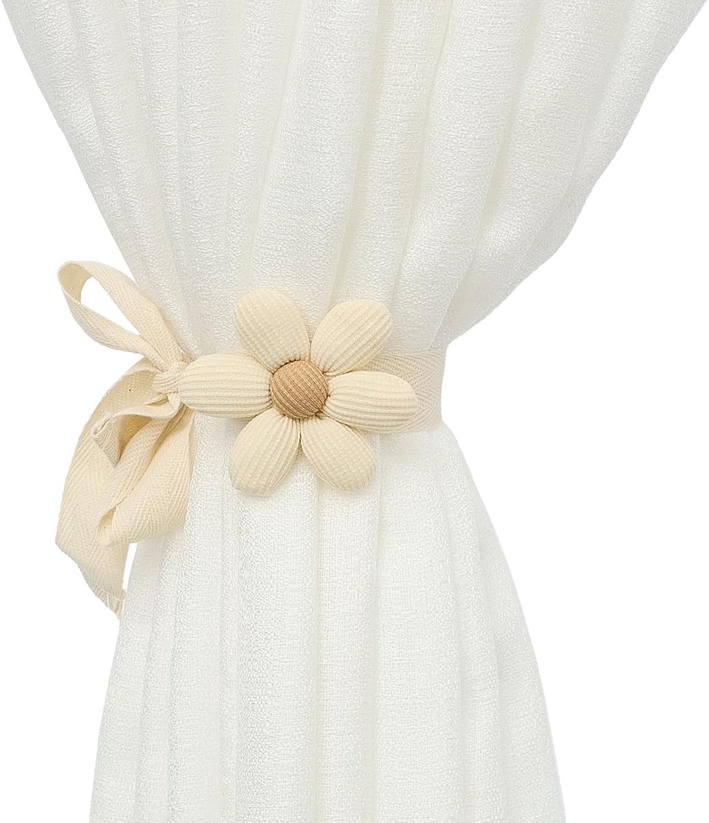 SnelShoppen - 2 Stuks Gordijnhouders Gordijntape Beige - Decoratieve Gordijnaccessoires voor Woonkamer, Slaapkamer, Keuken - Makkelijk in Gebruik
