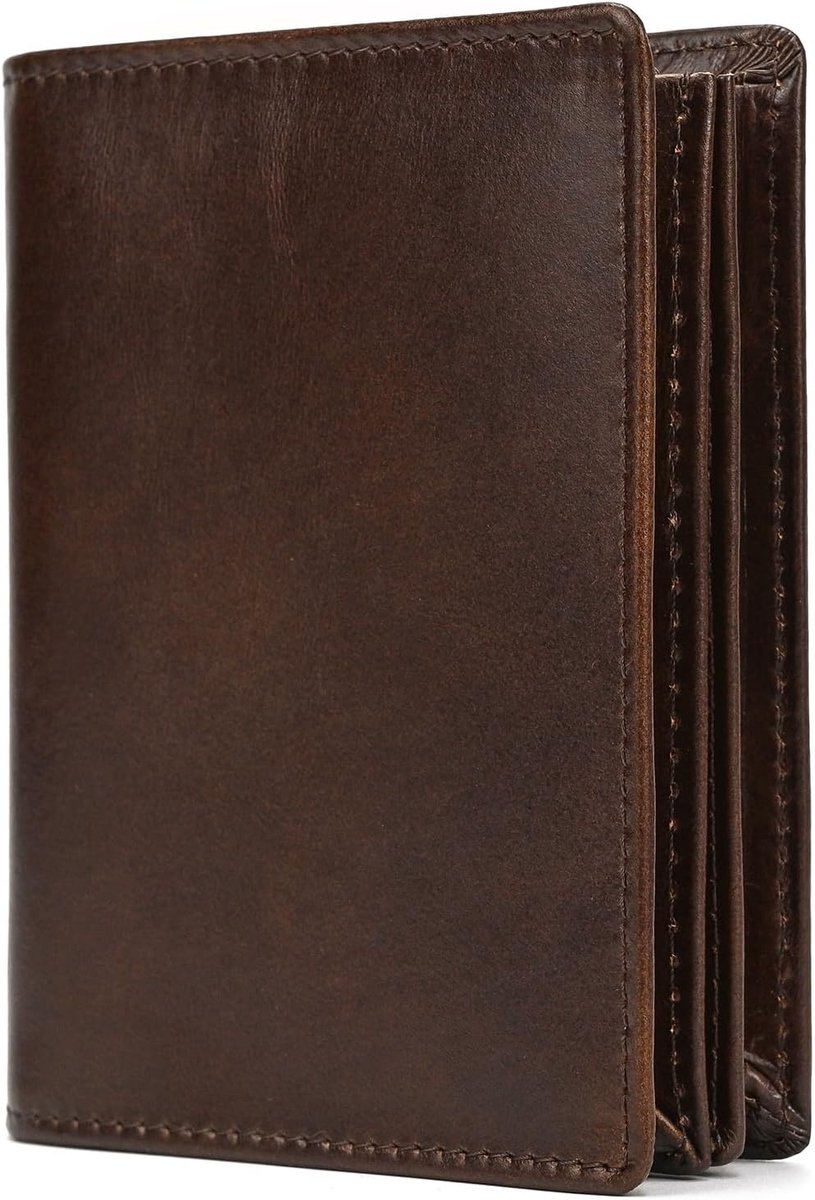 RFID Protection Leather Wallet, Genuine Leather Wallet for Men and Women, Business Wallet, Stand Format for 12 Cards - ShopVlot