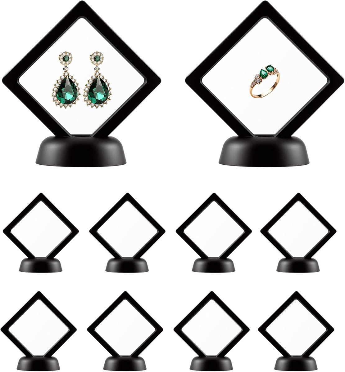 SnelShoppen - 10 Stuks Zwevende 3D Etalagehouders, Stofdichte Displaycase met Ronde Basissen, Elastische PE Film Display voor Munten, Sieraden, Medail