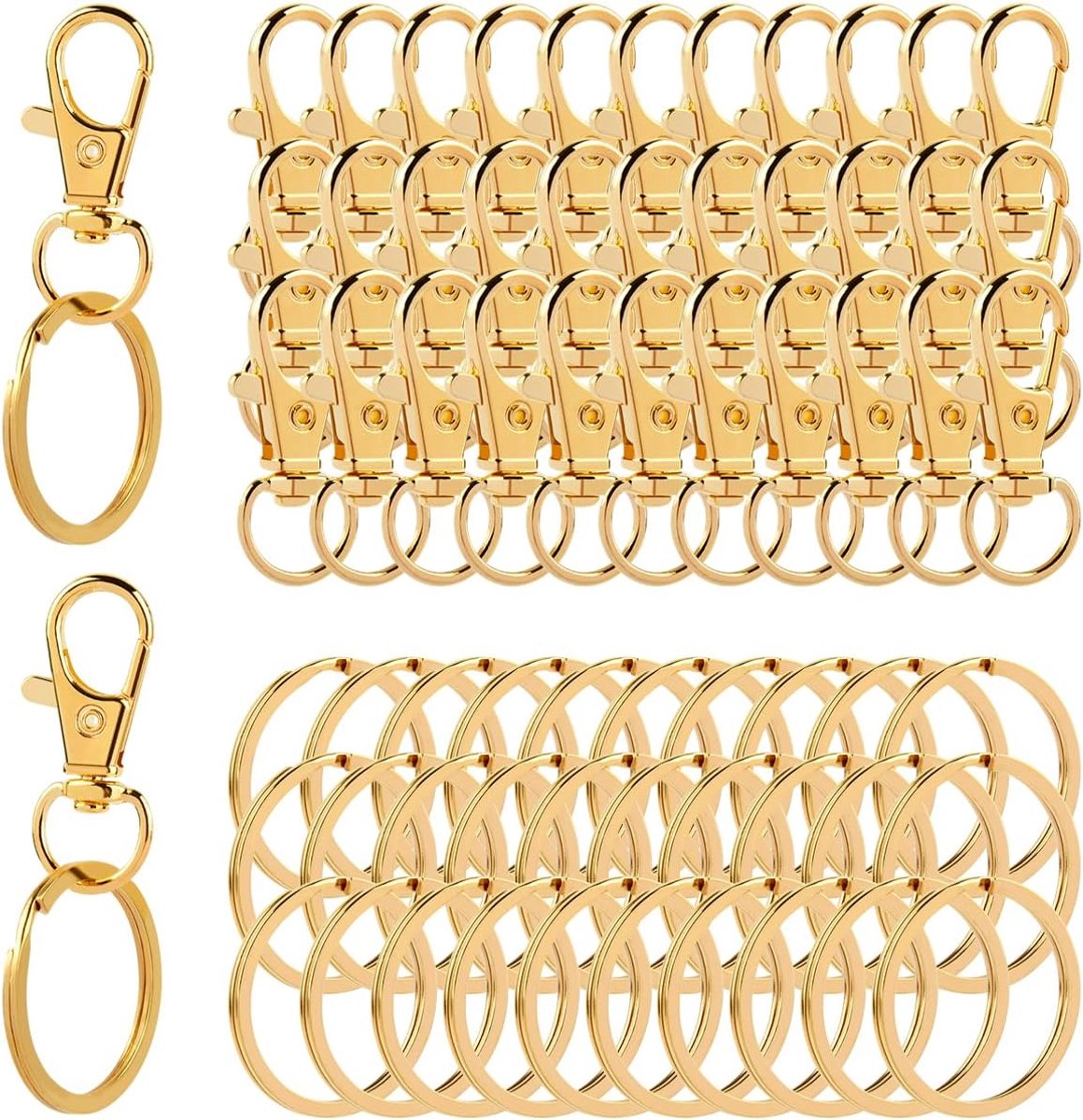 Karabijnhaken 40 stuks - verguld metaal - 360 graden draaibaar - creatieve mini-sleutelhanger voor rugzak - ShopVlot