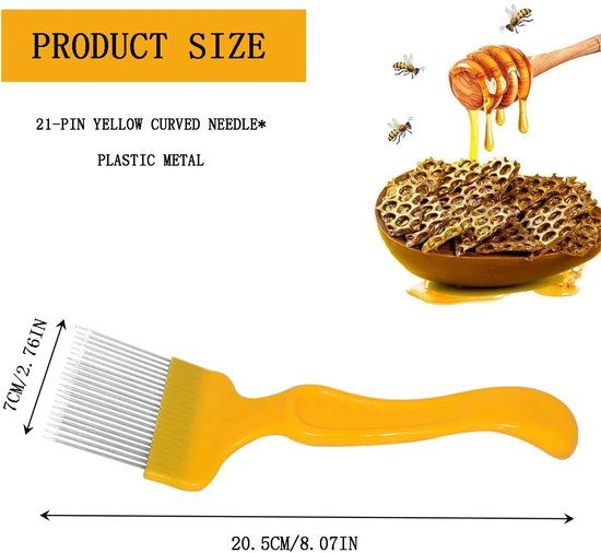 SnelShoppen - RVS Ontdekking Fork Bijen Ontdekking Fork Honingraat Bijenhouderij Gereedschap Accessoires Honing Schraper met Gele Kunststof Handgreep van Snelshoppen — afbeelding 5