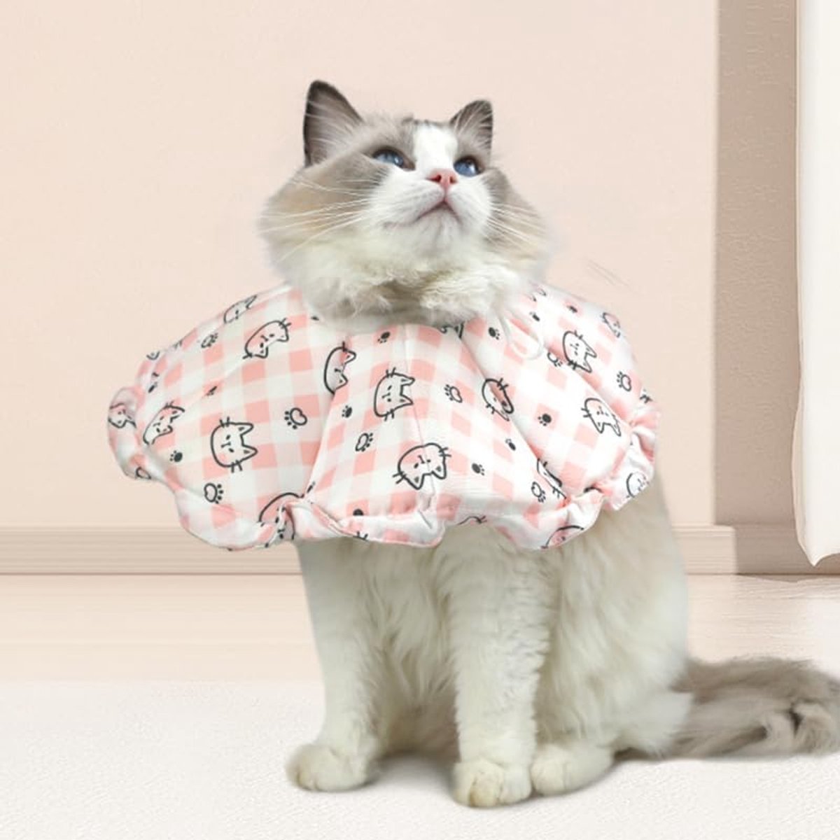Mipcase Cat Collar for Recovery, Breathable Collar with Drawstring, Adjustable Cat Collar, Pet Collar for After - ShopVlot