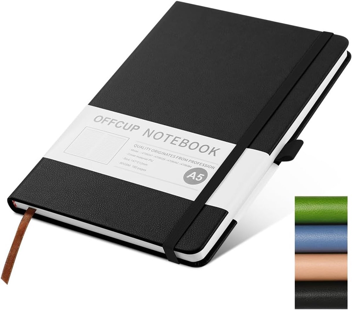 SnelShoppen - A5 Lined Notitieboek, 192 Pagina's, PU Hardcover, Elastische Band, Premium 80gsm Dikker Papier, Journal voor Kantoor, School, Werk, Schr