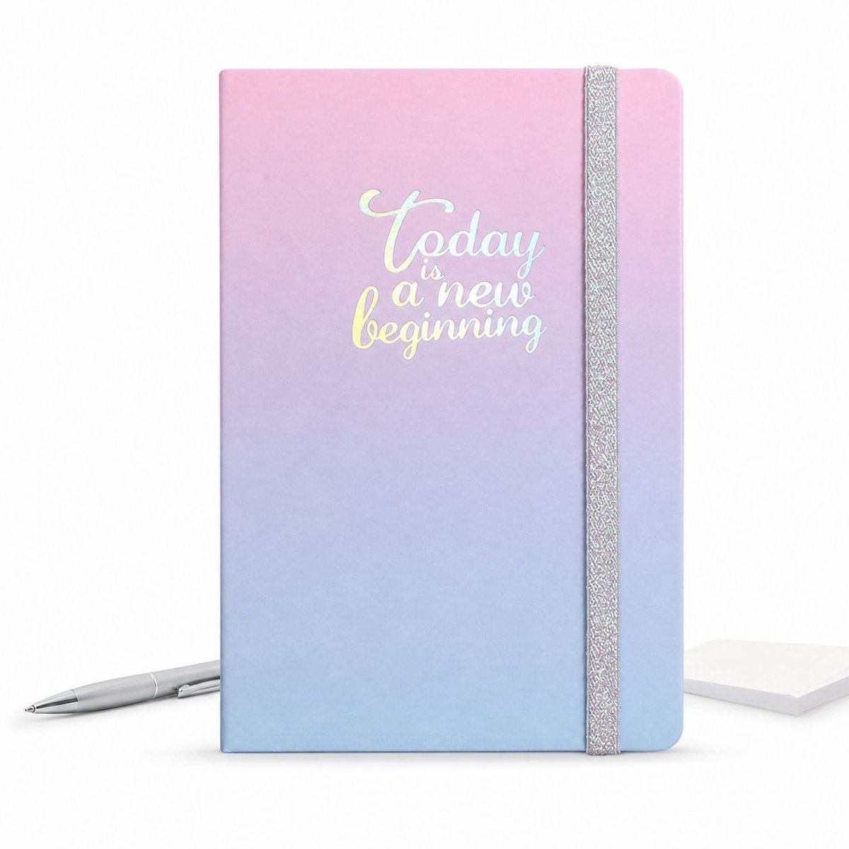 VHV-Notitieboek A5 - Stijlvolle en Duurzame Hardcover Schrijfmap en Dagboek met Prachtige Roze-Blauwe Verloopkleur en Premium Papier voor Werk, School en Kantoor - Roze-Blauw