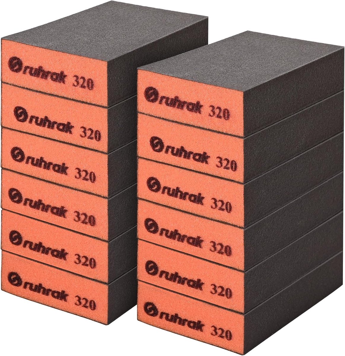 SnelShoppen - Schuurblok Set van 12 Harde Schuur Sponsen 320 Korrel, Nat en Droog, Herbruikbare Schuur Pads voor Hout, Kunststof, Gipsplaat en Metaal