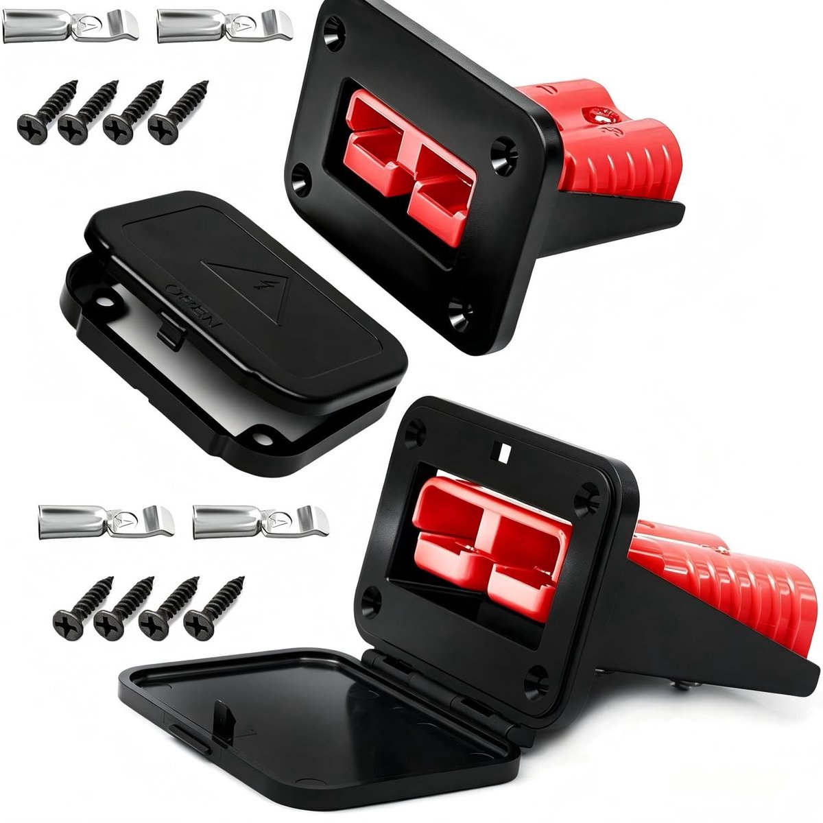 Accu aansluitplug 2 x 50 A - snelverbinding - stofbescherming - ideaal voor auto, caravan en boot - ShopVlot
