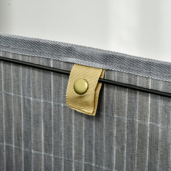 COVREO Wasmand 38x38x57 cm grijs, bamboe met deksel en uitneembare zak — afbeelding 3