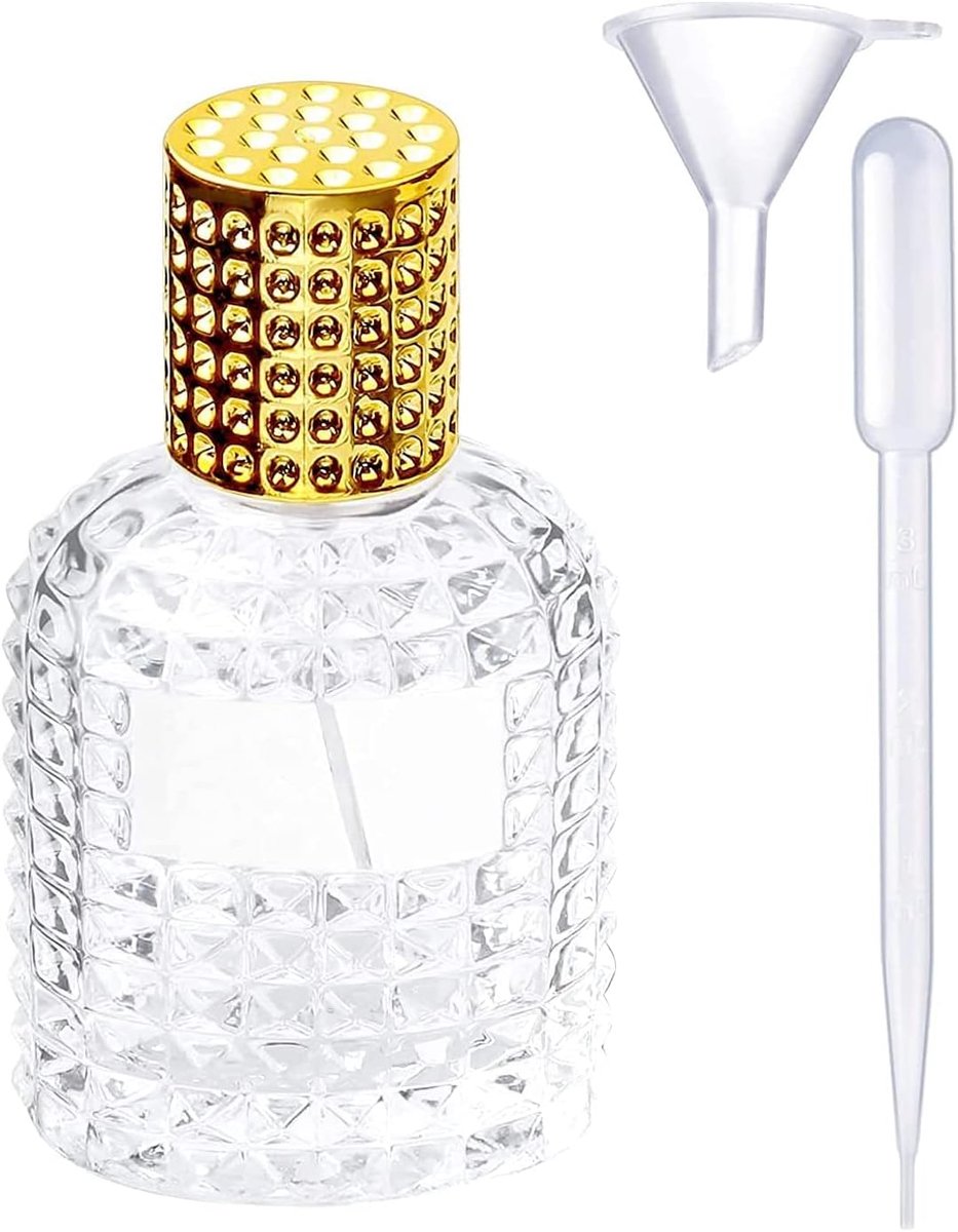 SnelShoppen - 50ml Geurflacon Atomizer Reis Pineapple Geurflacon voor Vullen Atomizer Kristallen Lege Geurflacon voor Vrouwen of Meisjes (Goud) | Geur