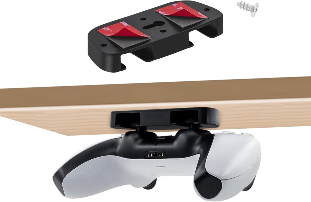 SnelShoppen - PS5 Controller Stand voor Onder Tafel, Horizontale Controller Houder met Plakband voor PS4/PS5, Ruimtebesparende Accessoires, Onder Bure