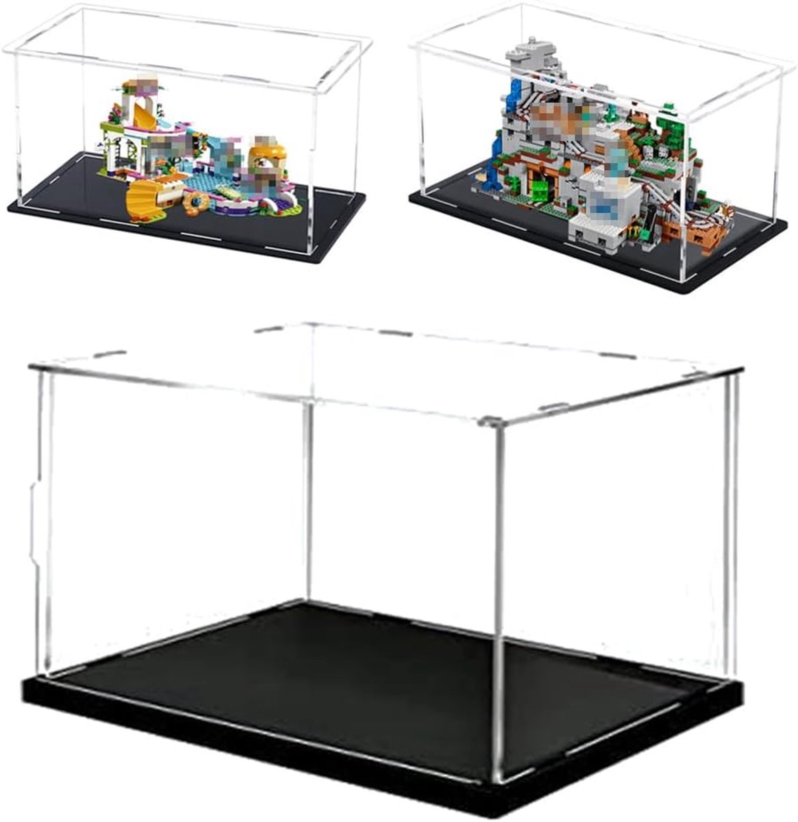 MEEC Clear Acrylic Display Case-Assemble Countertop Box with Black Base, Action Figures Toy Collectibles (45 x 30 x 30 - ShopVlot