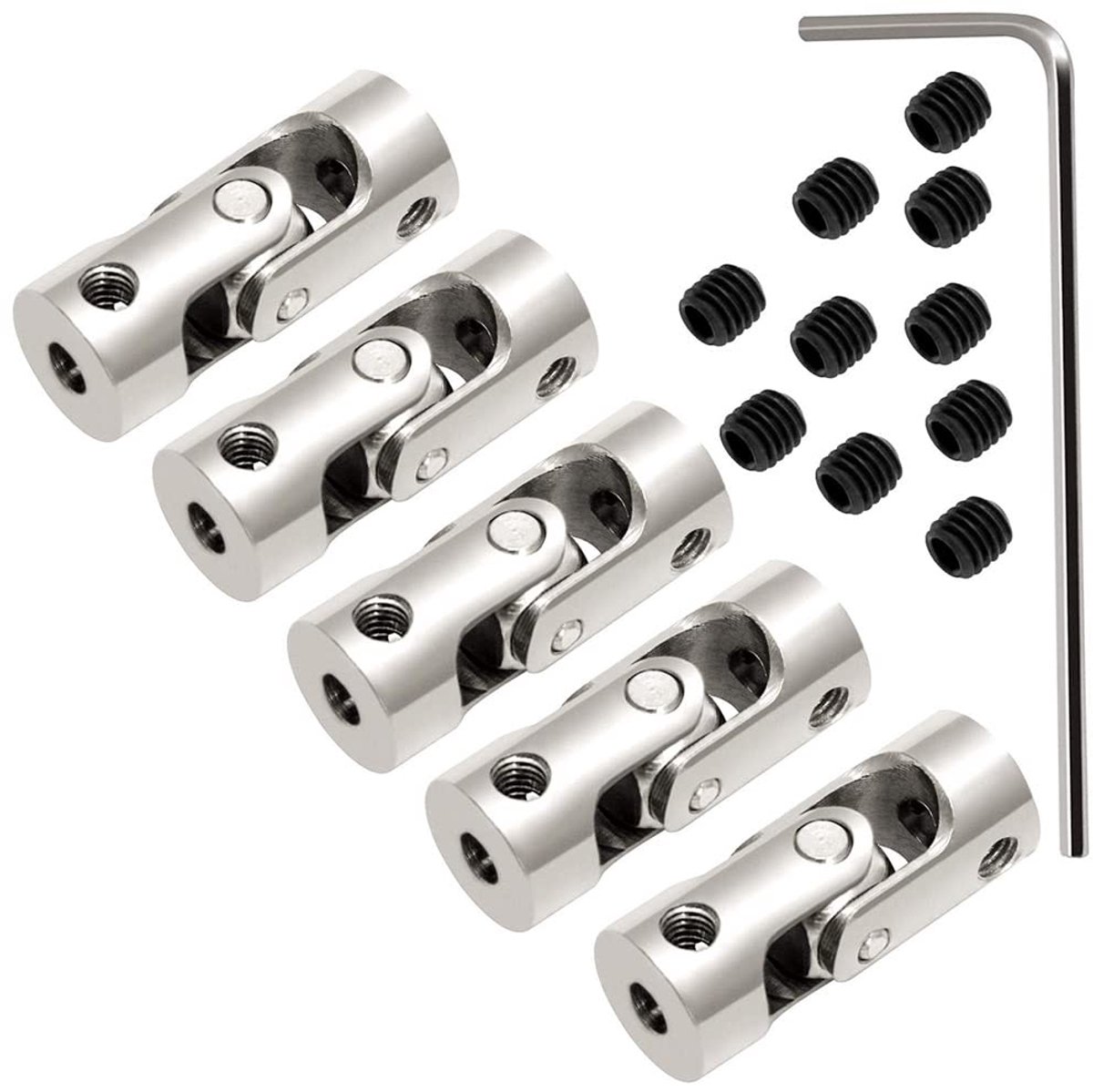 SnelShoppen - Metalen As Koppeling, 5 Stuks Universele Universele Joints, Stuuras Koppeling met Montage Tools en 10 Schroeven voor Auto's, Schepen en