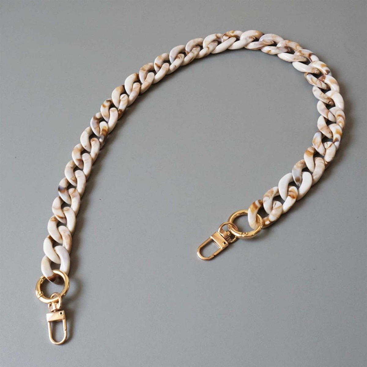 Women's Chain Handbag Acrylic Beige Wide Shoulder Strap Handle, Replacement Strap for Bag, Width 2 cm, Length 60 cm - ShopVlot