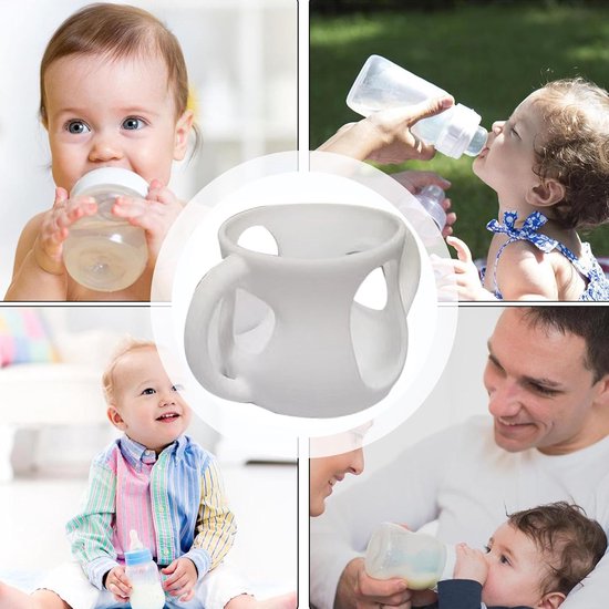Flessenhoes Siliconen - Flessenhouder Babyfles - Bescherming Fles - Anti-val Schokbestendig - Voor 120ml 240ml - Wit — afbeelding 4