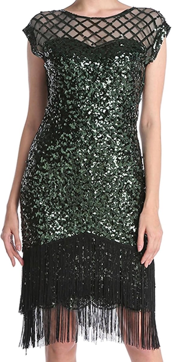 Elegante Sequin Jurk voor Dames in 1920s Stijl met Fringe voor Gatsby Charleston Feestjes en Kostuums