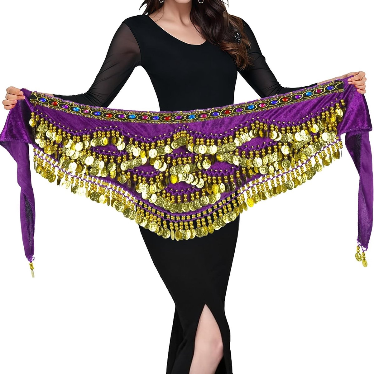 Bellydance Heupdoek voor Vrouwen met Munten, Perfect voor Danskostuums en Optredens