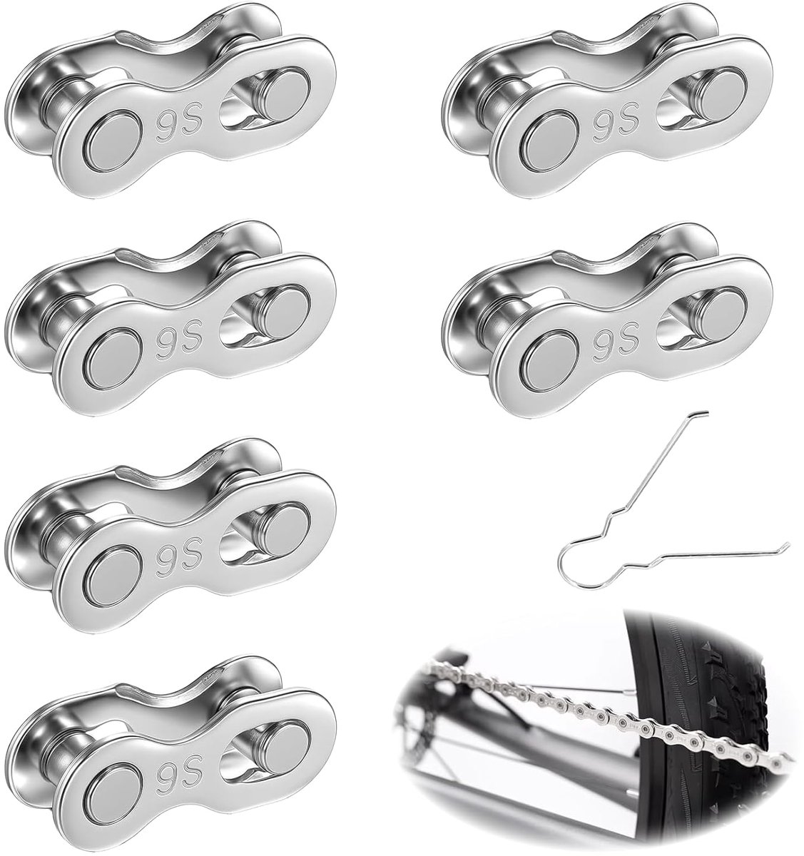 fietskettingen 6 paar - 9-voudig - robuuste kettingschakels - betrouwbare verbinding voor snelle reparatie - ShopVlot