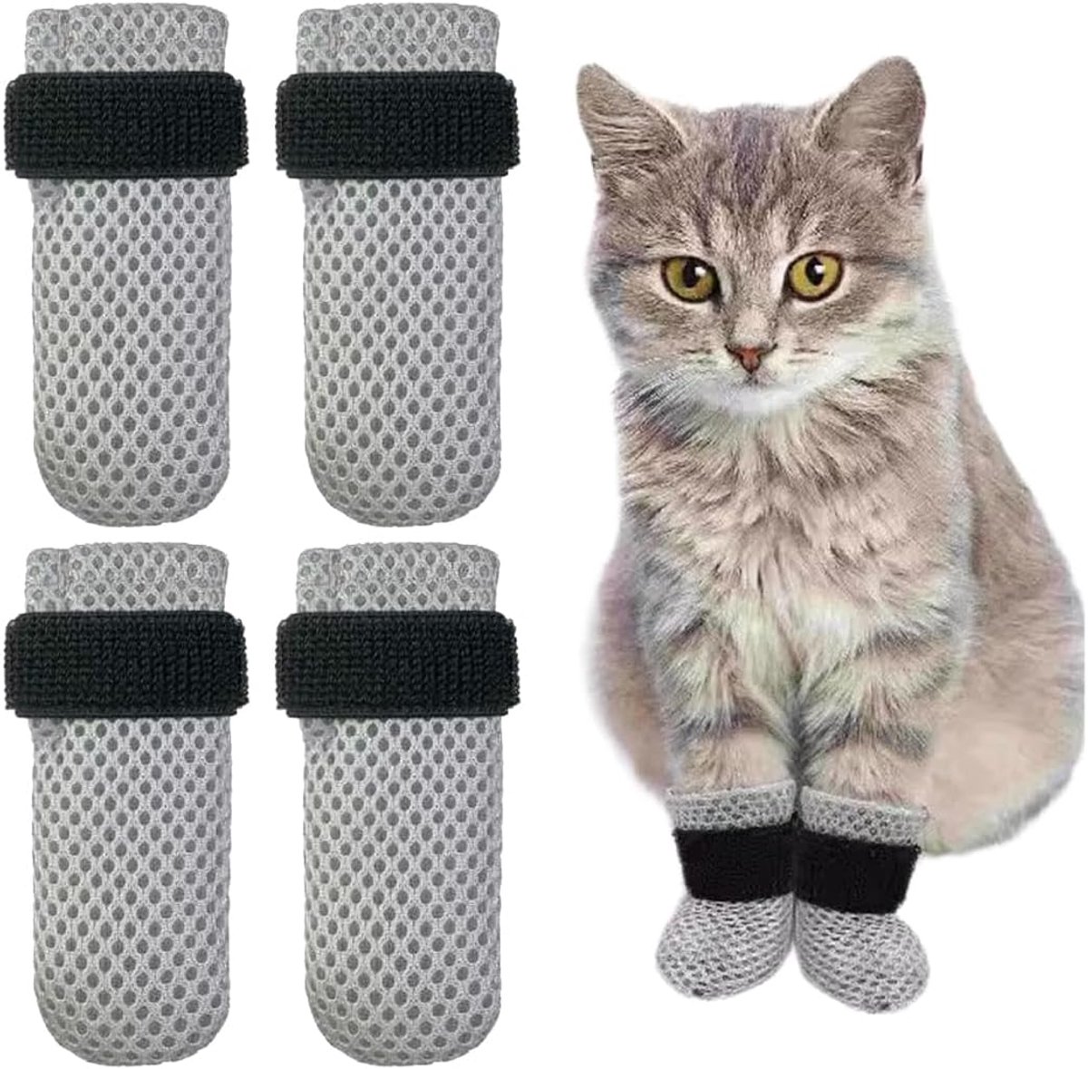 Laarzen voor honden en katten - grijs - verstelbaar en ademend - bescherming tegen krassen - ShopVlot