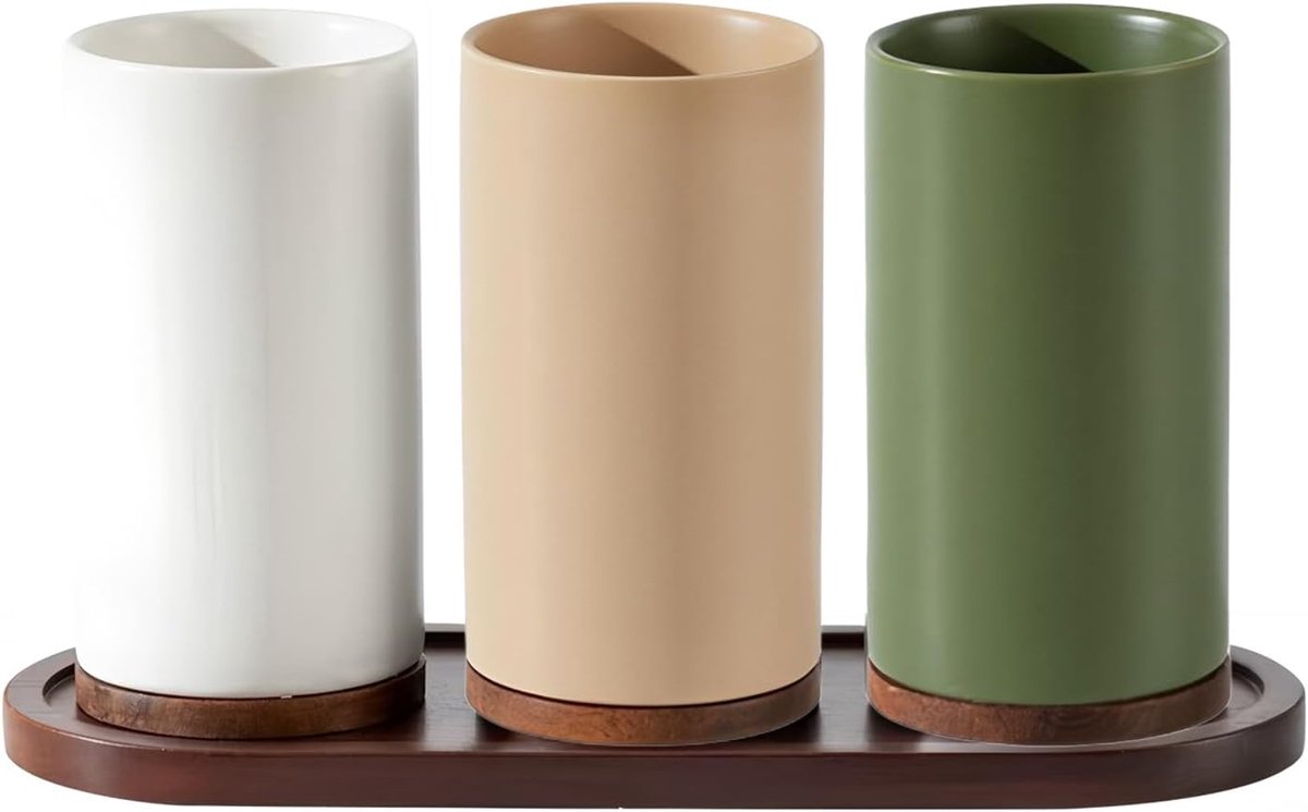 SnelShoppen - 350ml Tandborstelbekertje Keramiek, Badkamer Tandborstelhouder voor Tandborstels en Tandpasta, Matte Afwerking, Modern Design, Perfect v