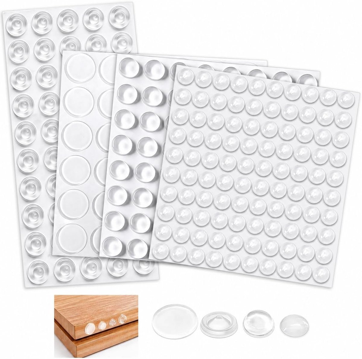 SnelShoppen - Rubberen buffers 250 stuks zelfklevend antislip schokdempend voor kasten deuren meubels 4 maten transparant siliconen EPDM