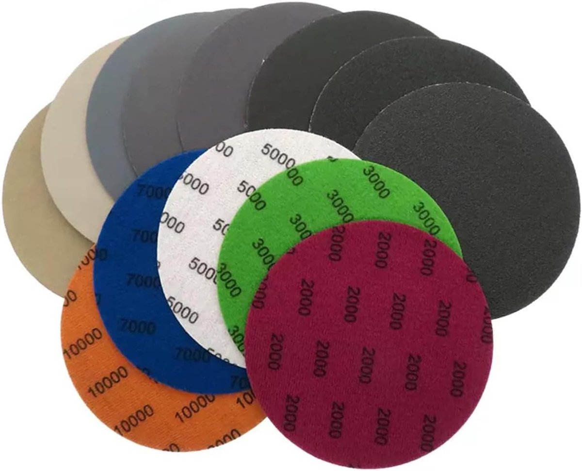 Schleifpapier 125mm 24 stuks - 6 korrels 1000-5000 - nat en droog gebruik - ideaal voor auto en hout - ShopVlot