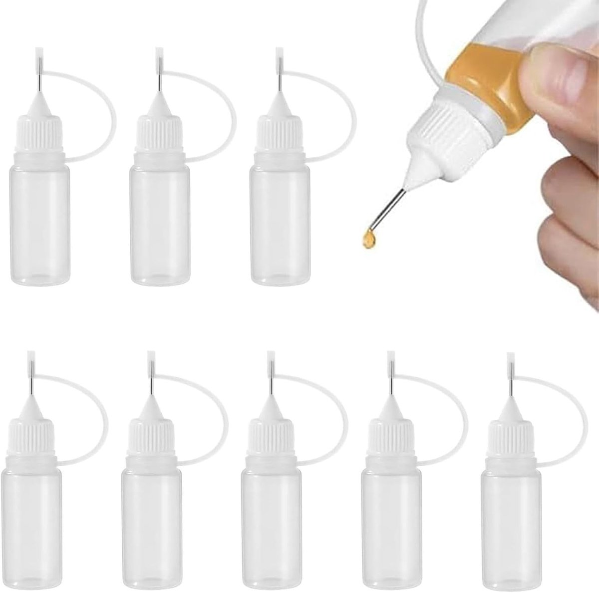 8 stuks pipetflessen, kunststof flessen, zachte fles, lege lijmfles, precisiefles, met naaldpunt, voor het aanbrengen - ShopVlot