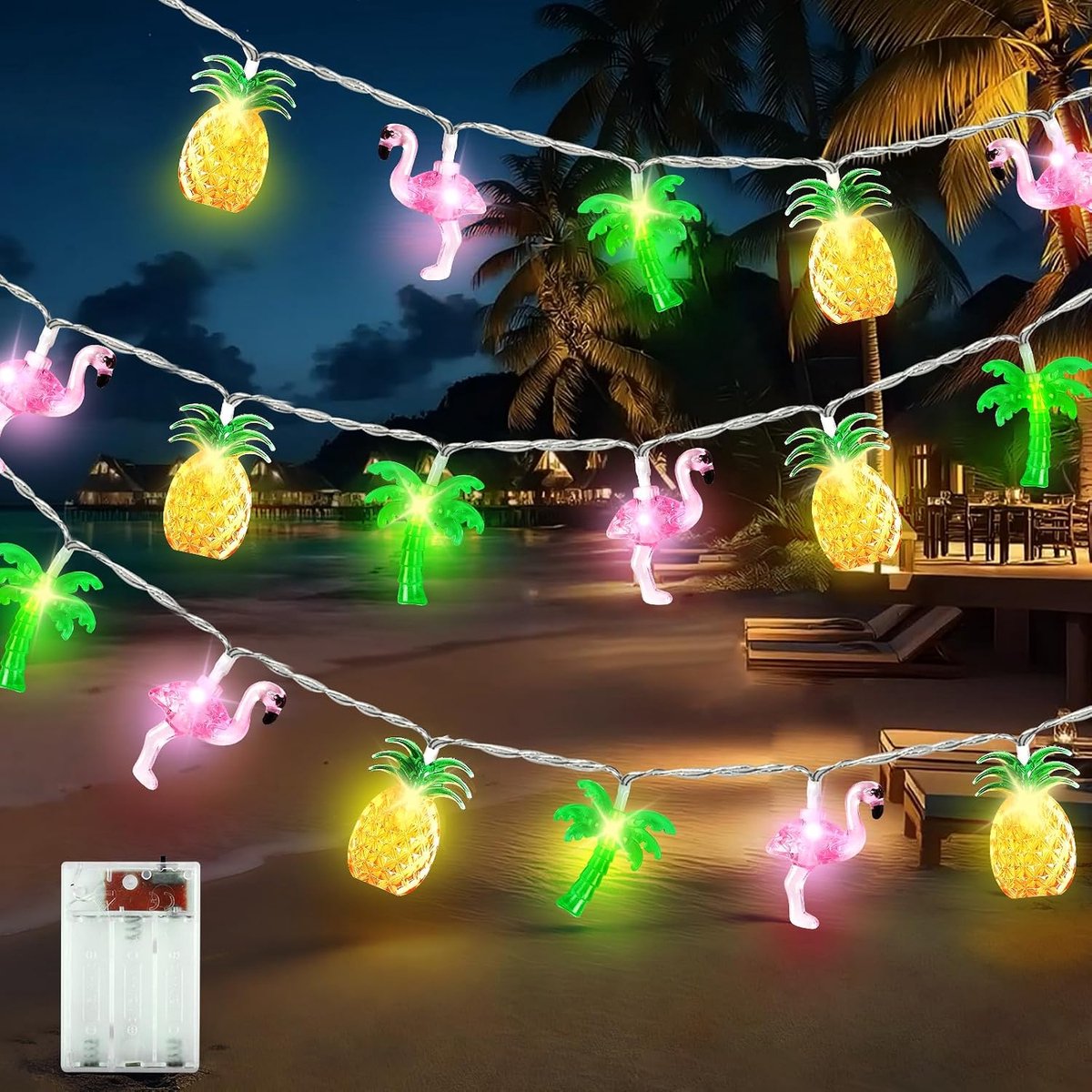 SnelShoppen - Hawaii Lichtsnoer 3 m met 20 LED Ananas Lichten, Tropische Feeënlampen voor Binnen en Buiten, Ideaal voor Themafeesten en Strandfeesten