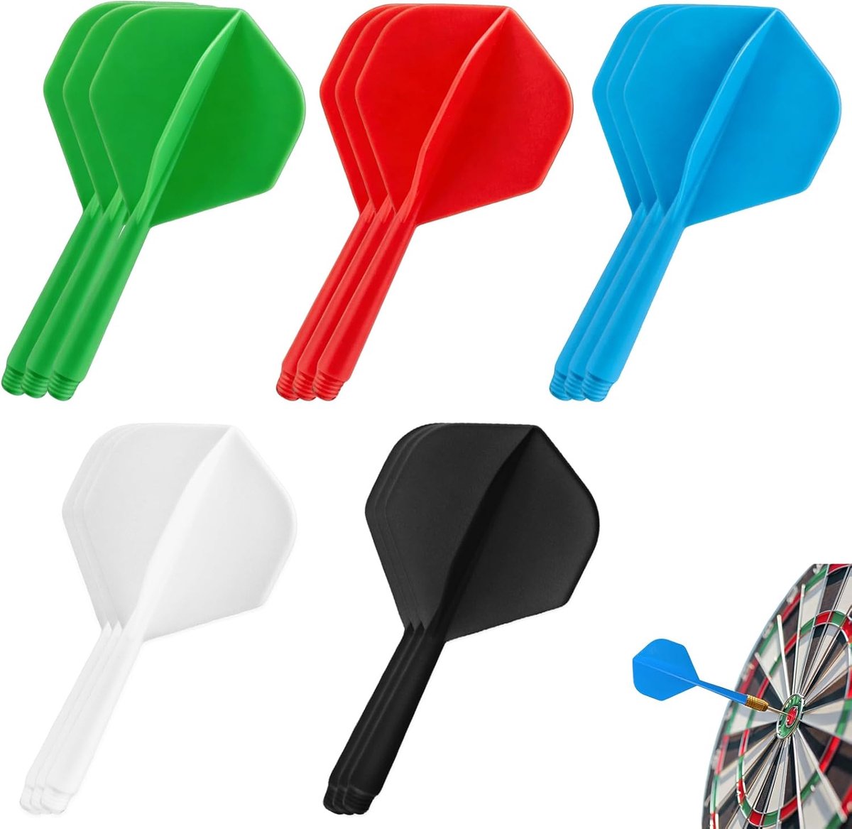Flights met shafts, 12 stuks, stabiele flights, accessoires, flights met schacht, geïntegreerde vaste flights - ShopVlot