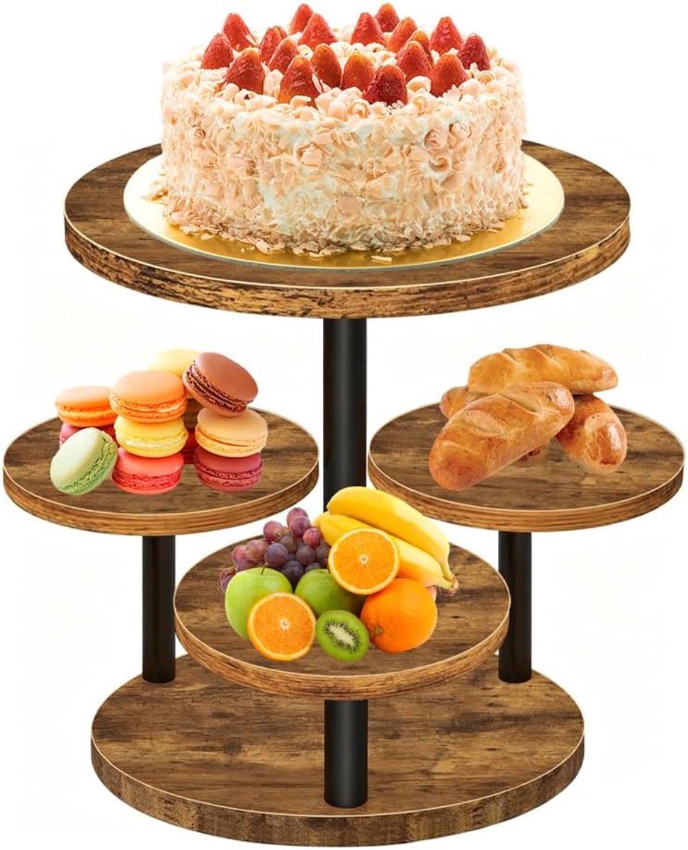 SnelShoppen - Cake Stand 32 cm, Cupcake Stand met 360° Rotating Plate, Acryl Taartplateau, 3-Tier Muffinstand voor Bruiloften, Verjaardagen, Babyshowe